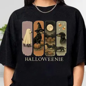Vintage Dachshund Halloween shirt, Retro Halloweenie T-shirt, Dog Mom Gift, Fall Shirt, Weiner Dog Gift, Spooky Season Shirt