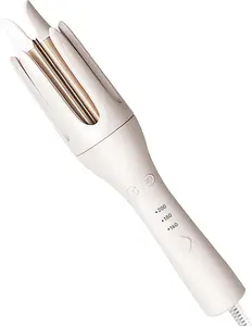 Beauty7 Automatic Curling Iron Auto Hair Curler with 3 Temperature Fast Heating Anti-Scald Anti-Tangle Rotating Automatic Shut-Off for Hair Styling White Lightweight for Travel Dual-Slot Design