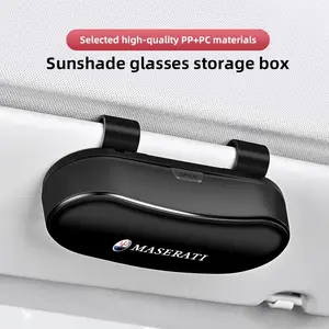 Car Glasses Box Portable Car Sunglasses Holder Car Driving Glasses Holder Eyeglass Case Sun Visor Multifunctional Storage Box For Maserati Levante Ghibli MC20 Grecale Quattroporte GranTurismo President GranCabrio Coupe Spyder