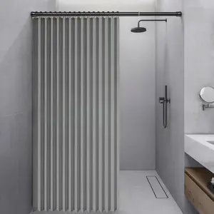 FLASH LIQUIDATION Magnetic Home Decor Blackout Curtain | Dual Use as Door Curtain & Shower Curtain | Perfect Partition for Bedroom, Living Room, Hallway | Soft Material, Strong Magnetic, modern geometric waterdrop design Set Accessory Bathroom Black