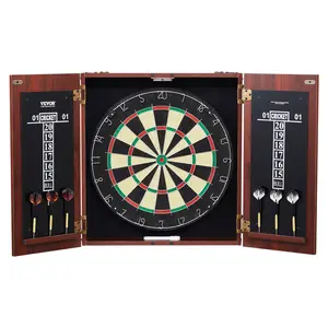 VEVOR Dartboard and Cabinet Set,  Ready-to-Play Bundle Official Size Dartboard Cabinet, Steel Tip Dart Hideaway Cabinet, Features Easy Assembly, Complete with All Accessories, Perfect for Cricket Games