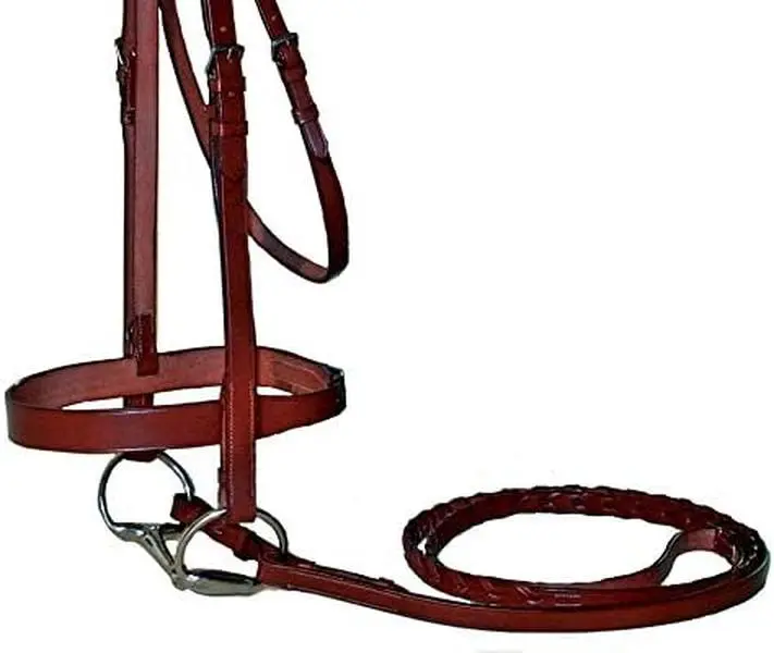 Classic Flat Leather English Hunt Bridle with 3/4" Wide Laced Reins St. Steel Hardware with 1 Year Warranty - Cob, Chestnut