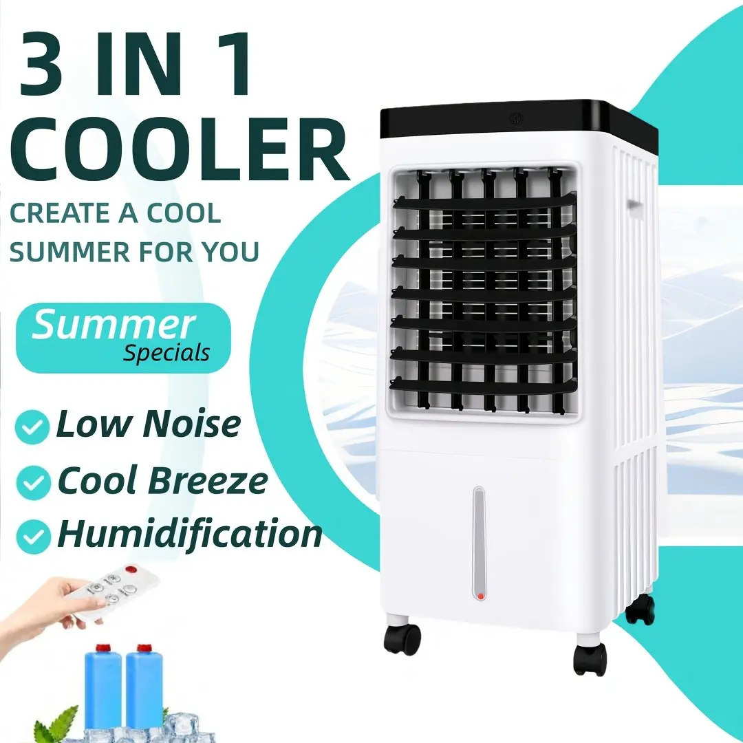 Evaporative Air Cooler, 3in 1 Swamp Cooler with 2.64 Gallons Water Tank, Portable Air Conditioners, Windowless Air Cooler Cooling Fan for Bedroom Home Office
