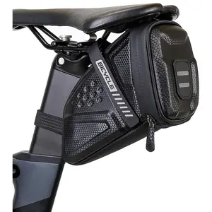 Waterproof Bike Seat Bag 1L EVA Hard Shell Anti-Slip Design Universal Fit for Road Mountain Bicycles Tool-Free Mount Secure Storage for Repair Kits Phone Keys Accessories