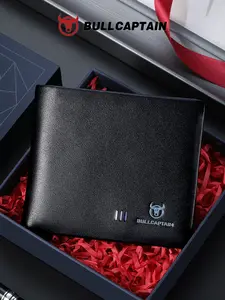 Men's Business Style Plain Color Wallet, Casual Trendy Wallet with Card Slots, Fashionable Wallet for Men for Daily Use, Bifold Genuine Leather Wallet, Durable Bifold Wallet