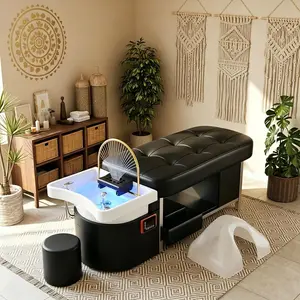 Baasha Head Spa Bed with Water Circulation, All-in-One Shampoo Bed Chair for Salons. Integrated Steam Treatment, 7-Color Light Therapy & Scalp Massage Table for Beauty