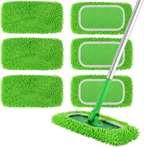 6Pcs Reusable Microfiber Mop Pads Compatible with Swiffer Sweeper, Wet and Dry Flat mop Cover, Replacement Sweeping Mopping pad Refills for Surface/Hardwood Floor Cleaning