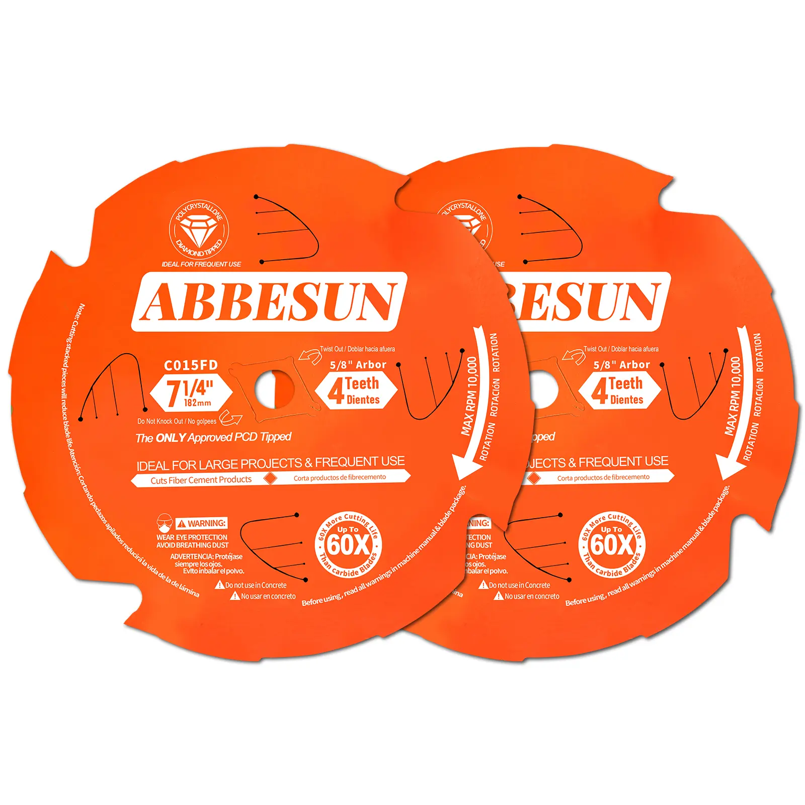 2 Pack 7-1/4 Inch 4T PCD Tipped Hardie Blade Fiber Cement Circular Saw Blade with 5/8'' DMK Arbor, for Diablo 7-1/4'' Circular Saw Blade D0704DH, Polycrystalline Diamond Tipped, for Laminate Flooring
