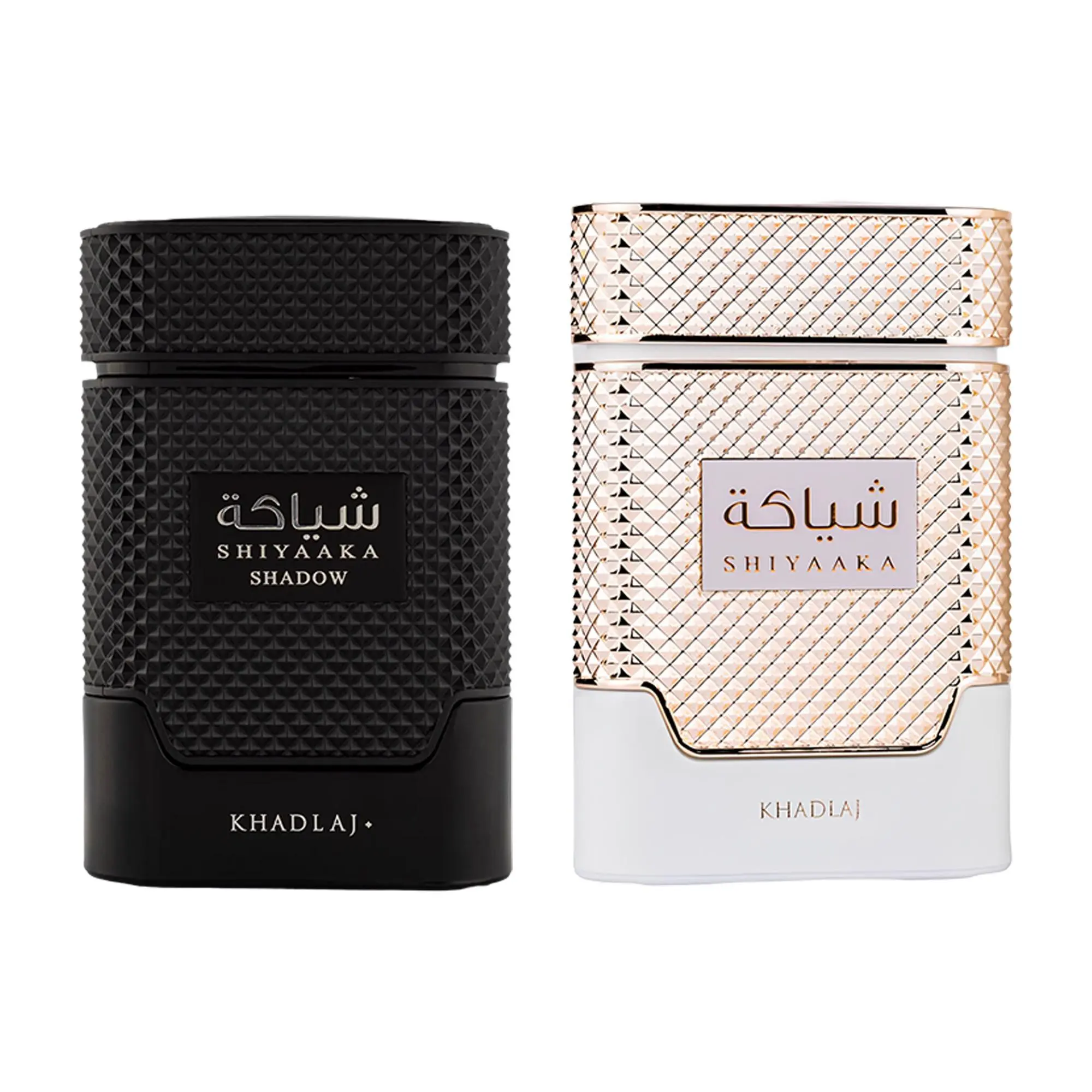 Khadlaj Shiyaaka 2 Piece Bundle (3.4 Ounce, Shiyaaka Shadow for Unisex Eau de Parfum Spray + 3.4 Ounce, Shiyaaka White for Women Eau de Parfum Spray)