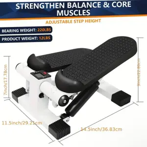 Compact Stainless Steel Stepper with Digital Monitor - Adjustable Resistance, Non-Folding Design for Home Workouts, Cardio & Fitness Training, White Mini Stepper Exercise Machine