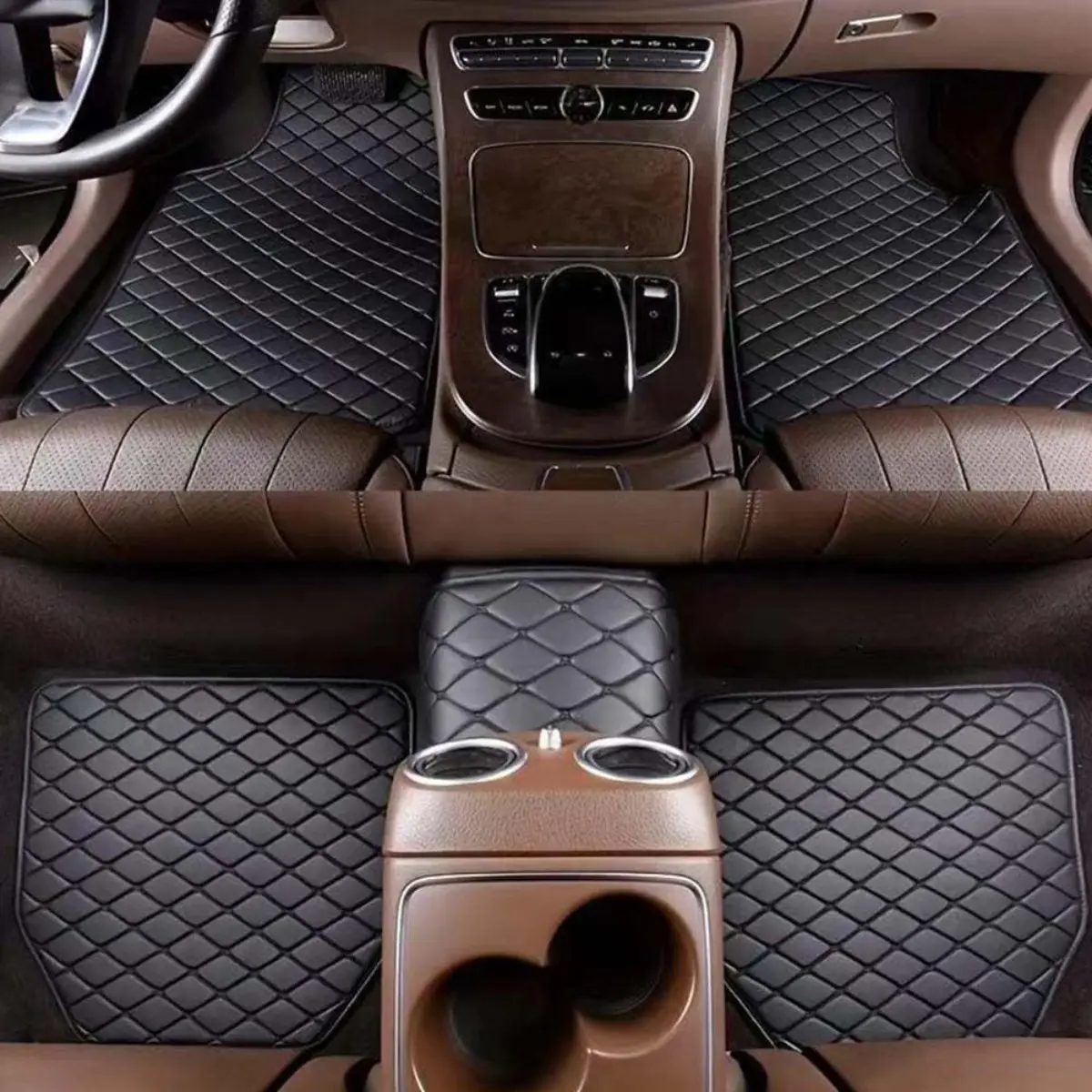 Universal Leather Automotive Floor Mats - Waterproof, Anti-Slip, Durable Floor Liners - All-Weather Protection for SUVs, Trucks - No Tools Required Car Accessories