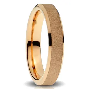 Rose Gold Tungsten Ring, Sandblasted Finish - 4MM