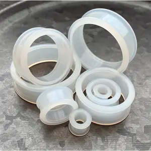 PAIR of Clear Double Flare Silicone Tunnel/Plugs - Gauges 2g (6.5mm) up to 2" (50mm)