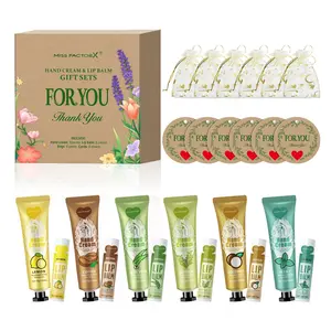 24pcs Christmas Set Lip Balm Hand Cream Thank You Cards Heart Bags Wedding Guest Gifts Women's Christmas Thanksgiving Presents Gift Set Box Gift Package