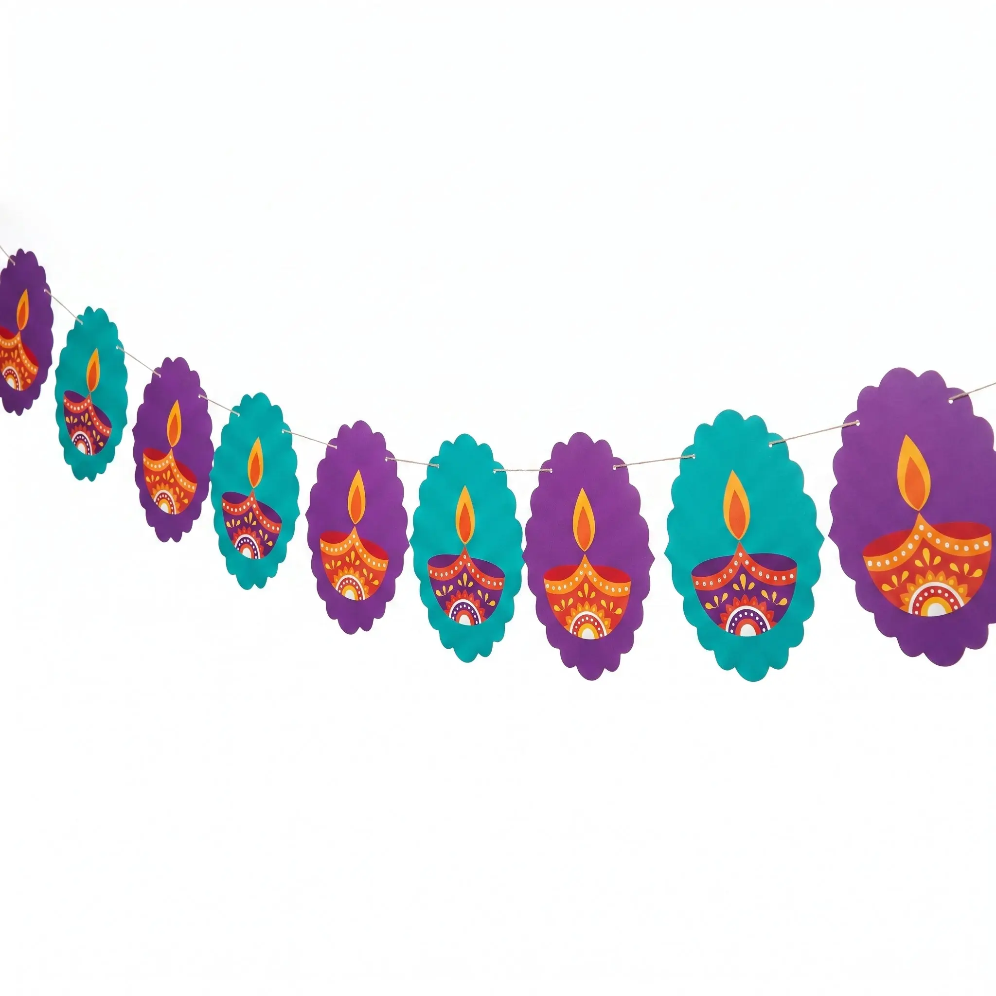 Diwali Lantern Paper Garland Banner, 12-Ft Diwali Lantern Paper Garland Banner, 12-Ft