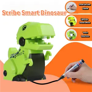 Magic Line Following Dinosaur Toy, Interactive Drawing Track Dinosaur Car with Music, Kids Educational Toy, Fun Parent Child Game Gift rollie pollies toy walking pet dancing toys air too bz realistic robotic puppy dog fire breathing trex dinosaur talking