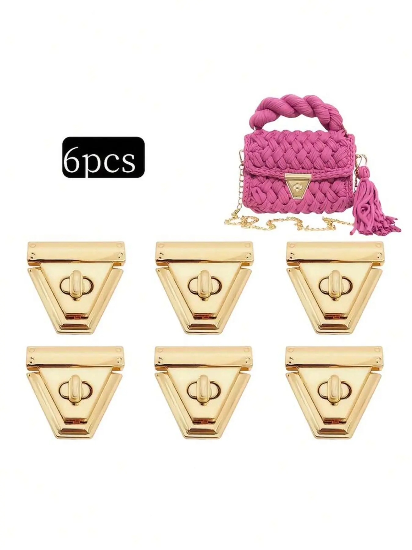 6pcs Metal Twist Lock Buckle, Iron Lock Bag Hardware Accessories, Handbag Accessory, Twist Clasp For DIY Handbags, Crossbody Bags, Wallets, Perfect For Leather Craft, Purse Making, Wallet Repair, Also Can Be Used As Bag Charm Connector