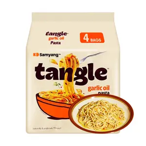 Samyang Garlic Olive Oil Flavor Tangle Pasta - 4 Pack (400g) | High Protein, Low Calorie, Costco Style