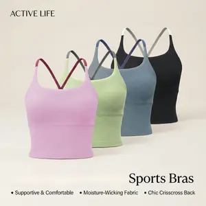 [4pcs]Women's Solid Color Sports Tank Top, Casual Comfy Breathable Sleeveless Workout Top for Yoga Gym Workout Running, Ladies Sportswear for All Seasons, Athletic Yoga Tops criss cross