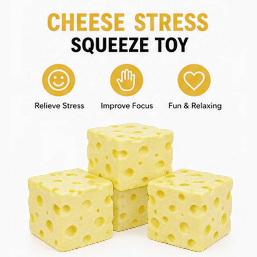 Cheese Squishy Stress Toy – Soft Squeeze Fidget Cube for Anxiety Relief, Sensory Play & Focus, Non-Toxic TPR Stress Ball for Kids & Adults