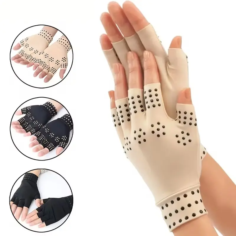 Arthritis Gloves - Magnetic Anti-Arthritis Fingerless Design Health Therapy Gloves Copper Infused Arthritis Gloves, Compression Therapy for Women and Men, Compression Support, Arthritis Relief
