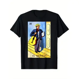 100% Cotton El Músico Card Mexican Lottery Card T-Shirt