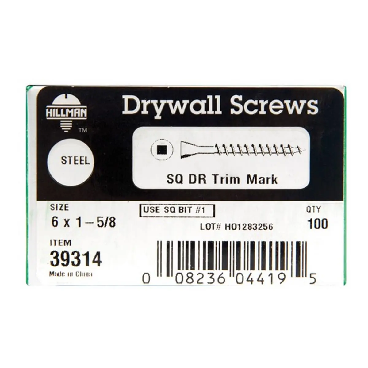 Hillman Drywall Screws for Sailing & Water Sports Hardware, No. 6 x 1-5/8 in., Fine Thread, Trim Head, Black Phosphate Coated Steel, Square Drive, 100-Count (100 ea)
