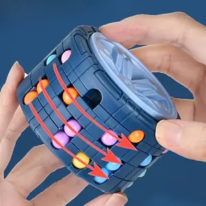3D Rotating Maze Cube with Gyro Mechanism Sliding Ball Puzzle Toy, Stem Montessori Puzzle, Montessori Puzzles Gift, Spatial Logic Training Educational Brain Teaser Toy for Children and Adults Stress-Relieving Toy Back to school