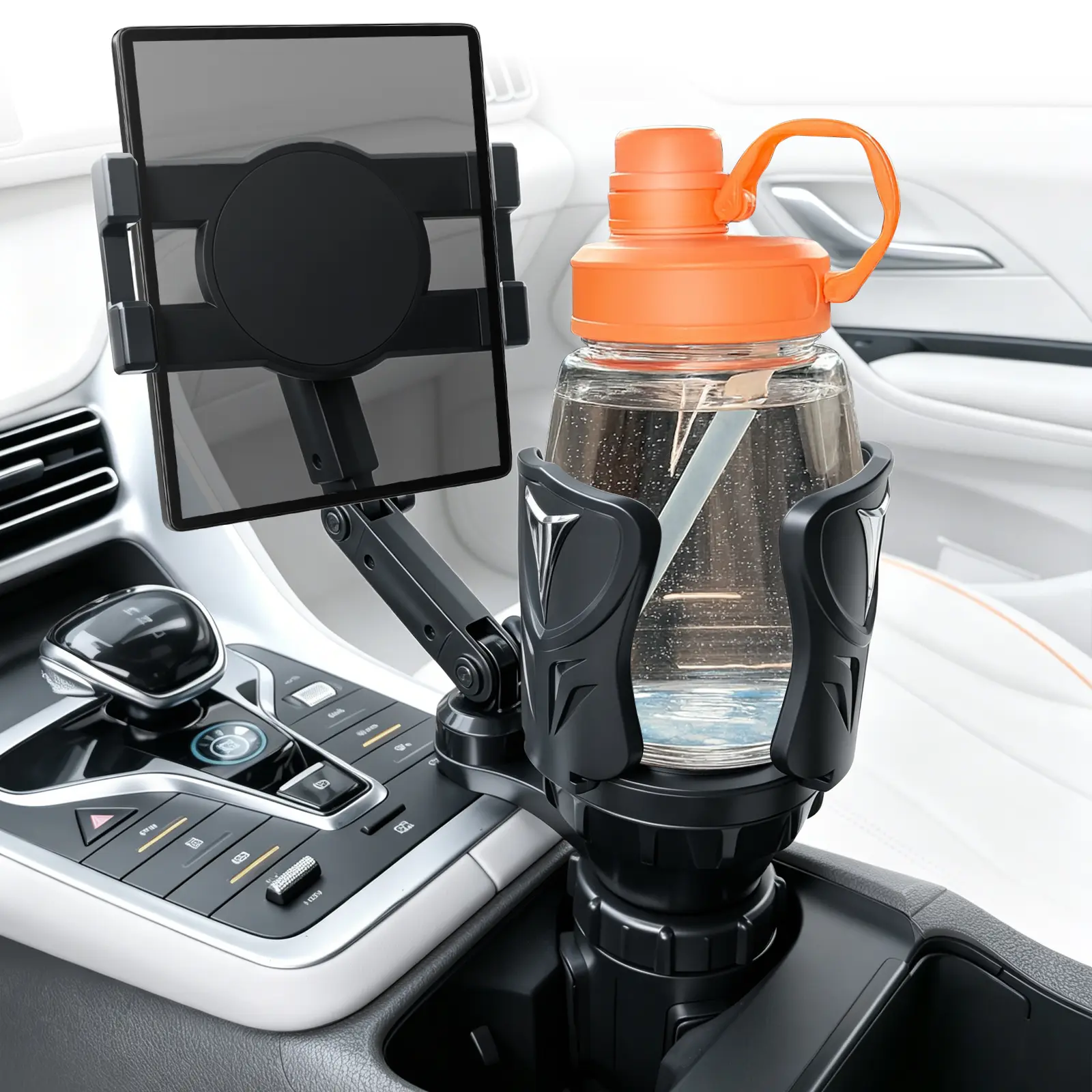 RUIYA Adjustable Cup Holder Phone Holder for Cars Treadmills Sofas 360° Rotation Fits Most Bottles Smartphones Universal Design Maximize Drink Storage Secure Smartphone Mount Tabtet Holder Fold Holder