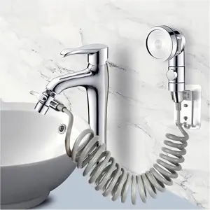 Sink Faucet Hose Sprayer Attachment handheld Sink Sprayer with ON/Off & 7 Adapters Extension Shampoo Hose Shower  for Hair Washing  Bath Pet Rinse (6.5ft  Sink Shower Set)