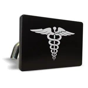 Caduceus (Design) Premium Quality Anodized Billet Aluminum Laser Etched UV Resistant Metal Trailer/Tow Hitch Cover for 2" Receivers, Luxury Product for Truck, SUV or Car