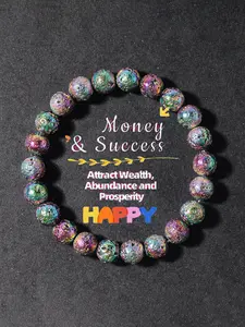 Men's Fashion Natural Stone Volcanic Rock Bracelet, 8mm Seven-Color Beads, Colorblock Design, Absorbs Odors, Energy Adjustment, Casual Wear, Beaded Bracelets
