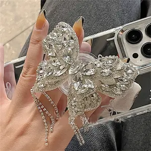 INS Cute Glitter Butterfly Tassel Luxury Diamond Griptok Bracket For Phone Case Accessories Support Finger Ring Holder Socket