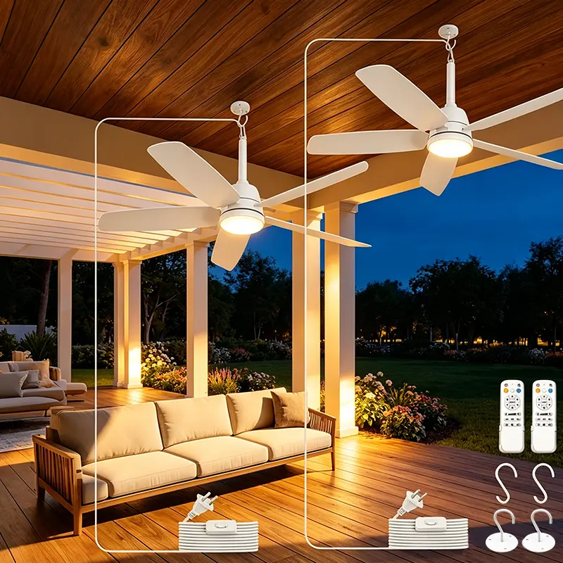 2pcs 36" Ceiling Fan with Light and Remote, Dimmable LED Indoor Outdoor Ceiling adjustable Fan, Low Profile Modern Fan for Patio, Gazebo, Bedroom and Living Room
