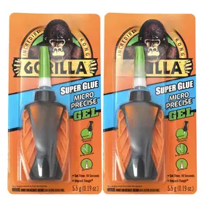 Micro Precise Super Glue Gel, Cyanoacrylate Glue, Fast Setting, Precise Dispensing Tool, Anti-Clog Cap, Clear, 5.5g, (Pack of 2)