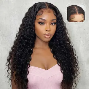 Water Wave 13x6 HD Lace Front Wigs Human Hair Pre Plcked 180 Density Deep Part Curly Wig for Women with Baby Hair Water Wave Frontal Wigs Human Hair