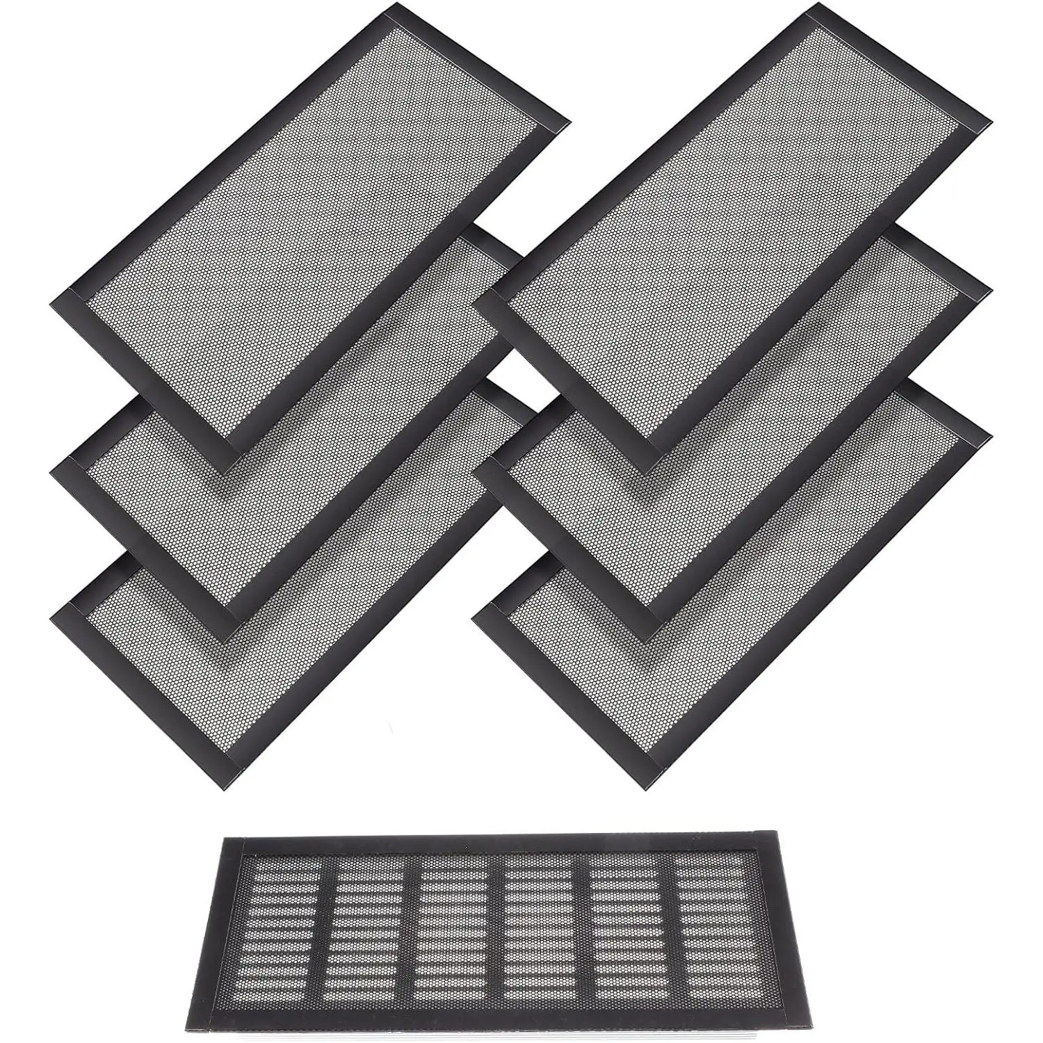Floor Vent Covers Rectangle Air Vent Screen Cover  PVC Vent Mesh Floor Register Cover Plastic Vent Screen for Wall Ceiling Floor Catch Debris Hair  (Black, 5.5 x 12 Inch)