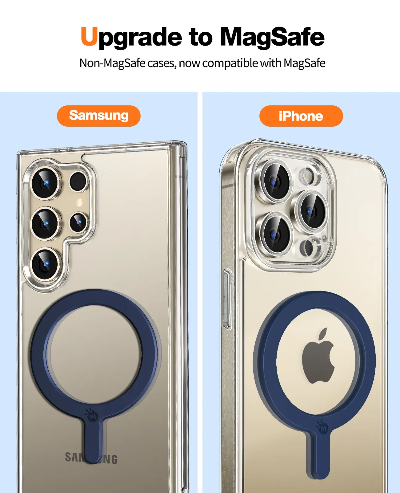 MATEKXY Magnetic Ring Sticker 360，Compatible with MagSafe Ring 2pack Universal Magnet Adapter Compatible for Magsafe Accessories, iPhone 15/14/13/12 Mini Plus Pro Max, Android Galaxy S24/S23/S22 Ultra, Pixel 7/6/5 and Cell Phone Case