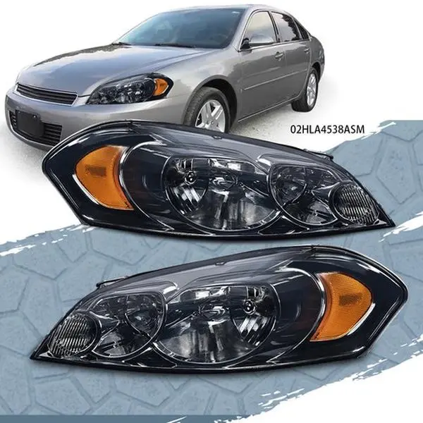 CROSSDESIGN Vehicle-Specific Bolt-On LED Amber Headlights with Smoke Lens, Easy-Install Replacement Pair Automotive Headlight Bulbs Kit Assemblies for 06-13 Chevy Impala & 06-07 Chevy Monte Carlo (Direct Plug-In Compatible)