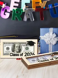 2026 Graduate Commemorative Coin Box & Wooden Card Box, Personalized Graduation Wallet, DIY Coin Envelope Money Box, Meaningful University Graduation Gift, Perfect For Graduation Party Favors And Celebration Decor