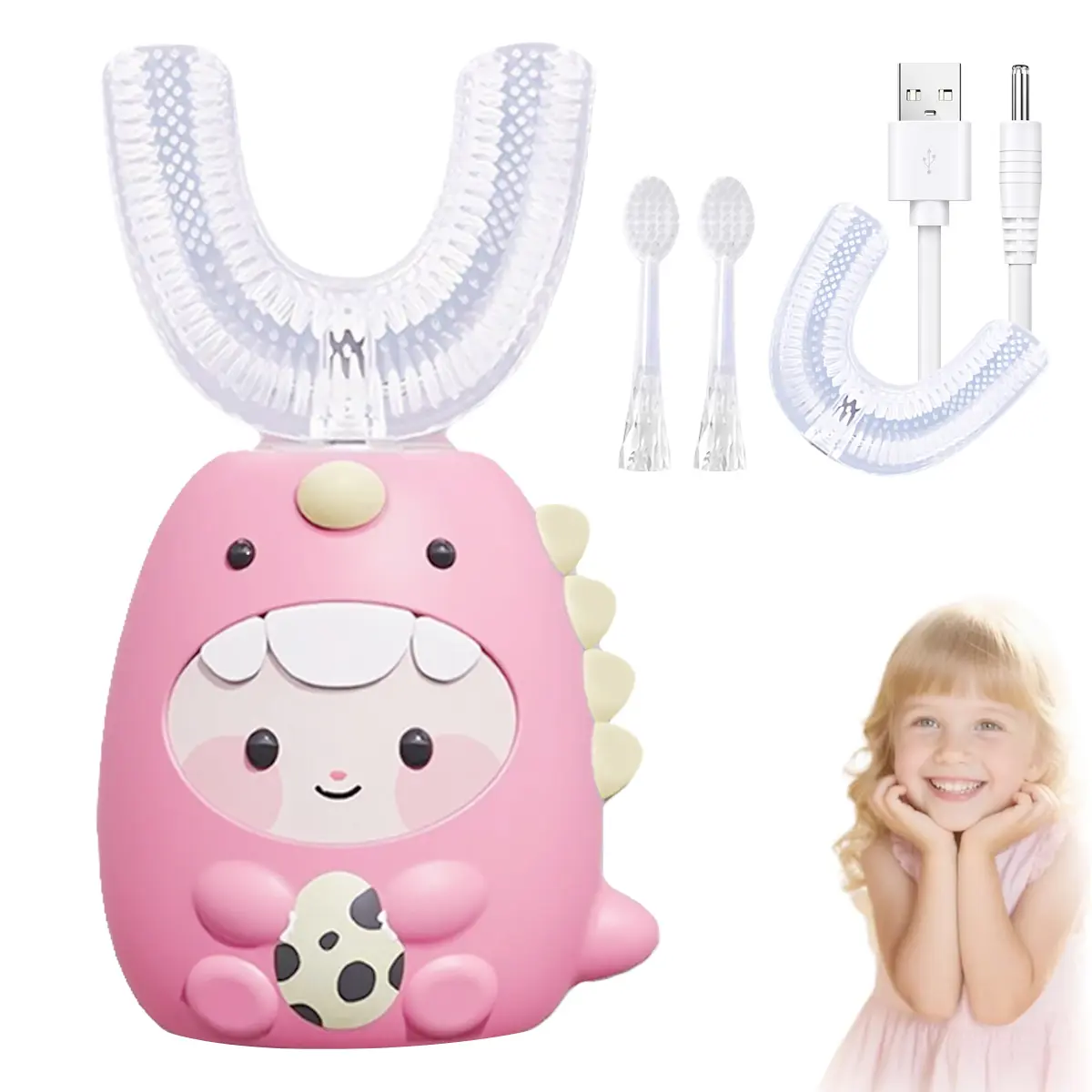 U Shaped Toothbrush with Dragon Design, 360° Sonic Cleaning, 3 Modes, IPX7 Waterproof, Food-grade Silicone Head, Auto Timer, Personal Care Appliance,SpringStatements