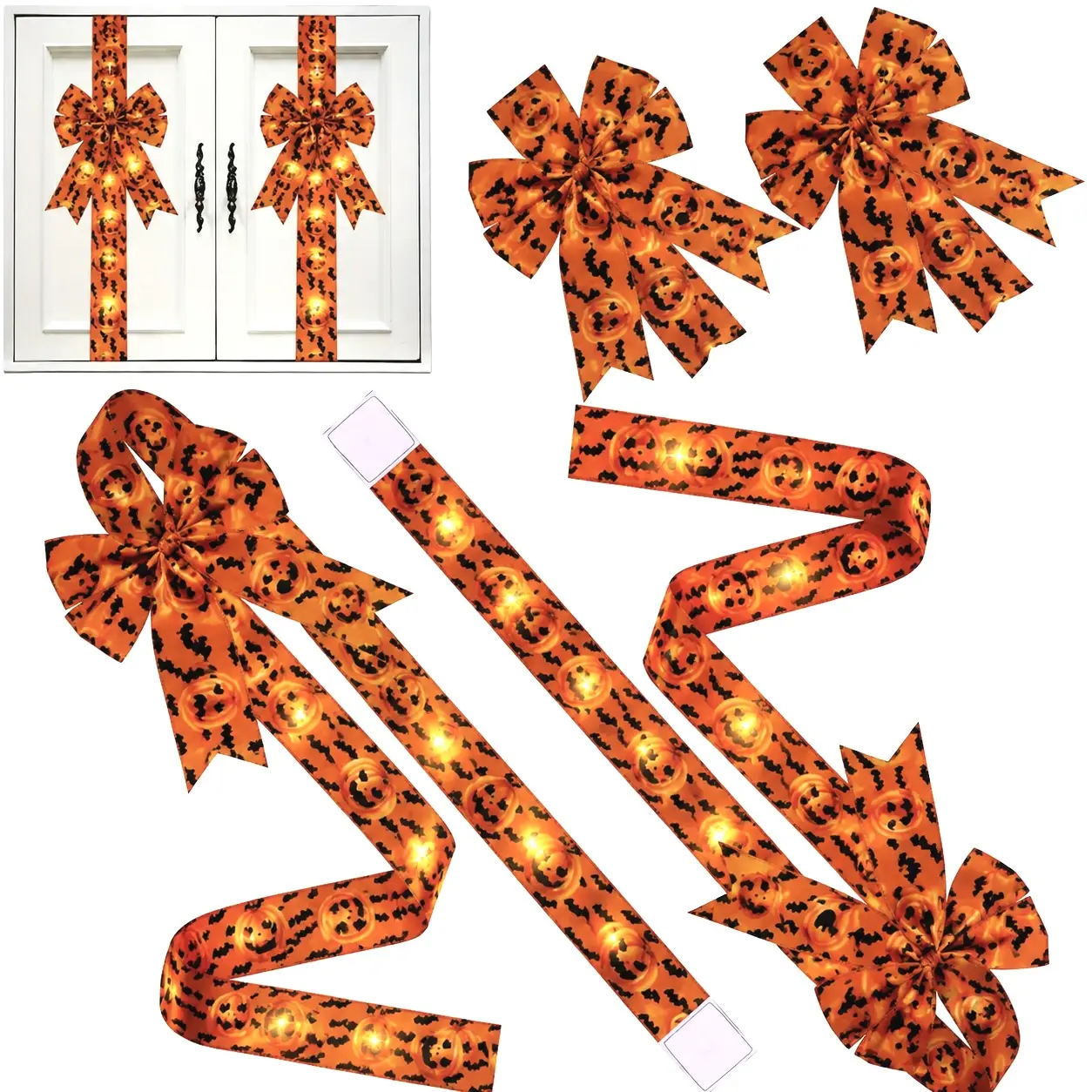 Holiday Halloween Cabinet Door Fringe Lime Red Large Bow Wreath 79 x 2.4 Inches Polyester Fiber No Batteries Needed Festive Home Decoration