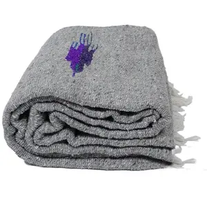 Mexican Baja Thunderbird Blanket Heather Grey Heavyweight Yoga Blanket 78" x 54" Acrylic-Cotton-Polyester Blend Machine Washable