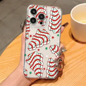 Space Transparent Christmas Tree Tpu Anti-Drop Phone Case, Fits Apple & Samsung Models, Perfect Gift for Women, Girls, Boyfriends