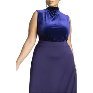 ELOQUII Women's Plus Size Funnel Neck Velvet Shell