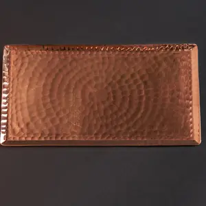 Copper Chequer tray Plates Platter - Rectangular Serving Tray Square Tea