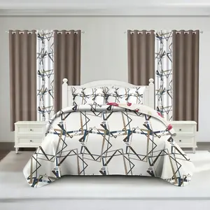 9 Piece Bamboo Fiber and Microfiber Bedding Set with Bedspread Curtain and Pillowcase for Farmhouse Bedroom Dorm Room All Season Comfort Fall Style Floral Pattern Queen King Full Size Gift Bag Suitable for Christmas Decor