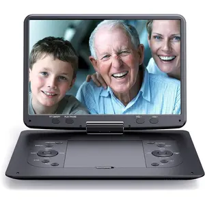 16.9''Portable DVD Player with 14.1'' Large Screen, 5 Hours Rechargeable ,  DVD Players for  Travel, USB/SD Card/Sync TV and Multiple Disc Formats, Black