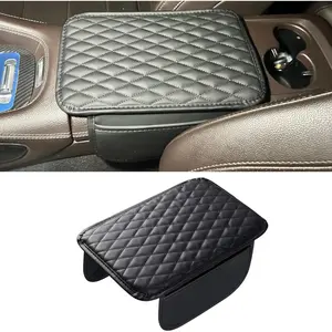Upgraded Car Middle Center Console Cover with 2 Storage, Universal Microfiber Leather Car Armrest Cover Cushion Universal Vehicle Middle Console Cover, Most Vehicle, SUV, Truck. (Black)