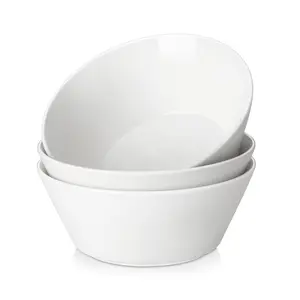 MALACASA 35/54 OZ Soup Bowls, White Porcelain Bowls Set of 3, Deep Bowl for Kitchen, Large Ceramic Bowls for Soup, Cereal, Salad, Ramen and Fruit, Dishwasher & Microwave Safe, Series Regular